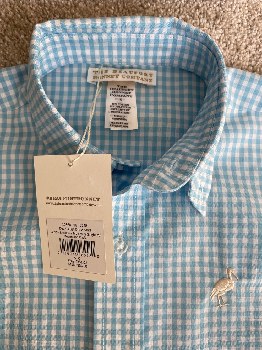 The Beaufort Bonnet Company Light Blue Gingham Button-Down Shirt- Dean’s List - Picture 2 of 4
